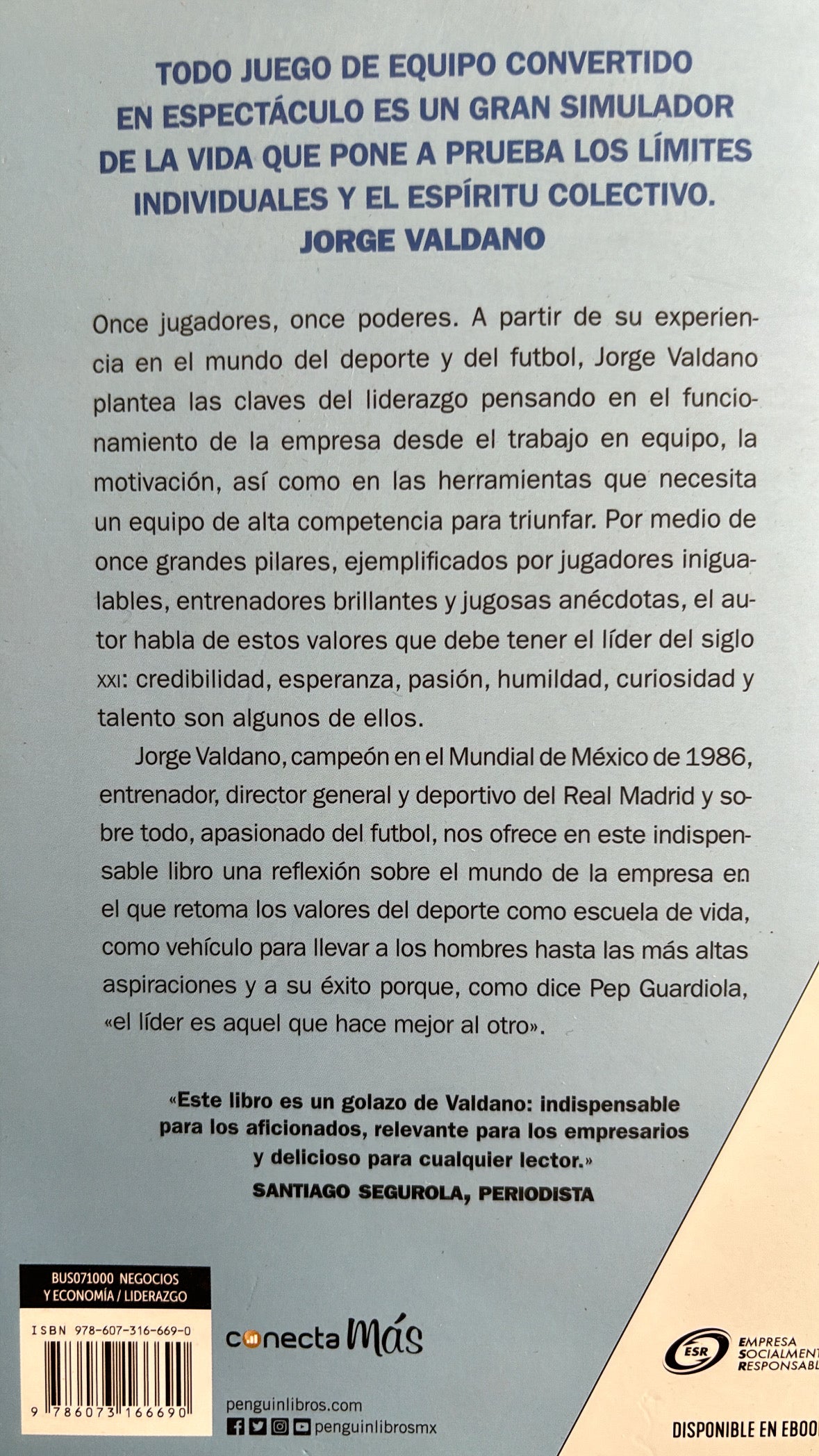 Libro-Los 11 Poderes del lider, El fútbol como escuela de Vida, Jorge Valdano